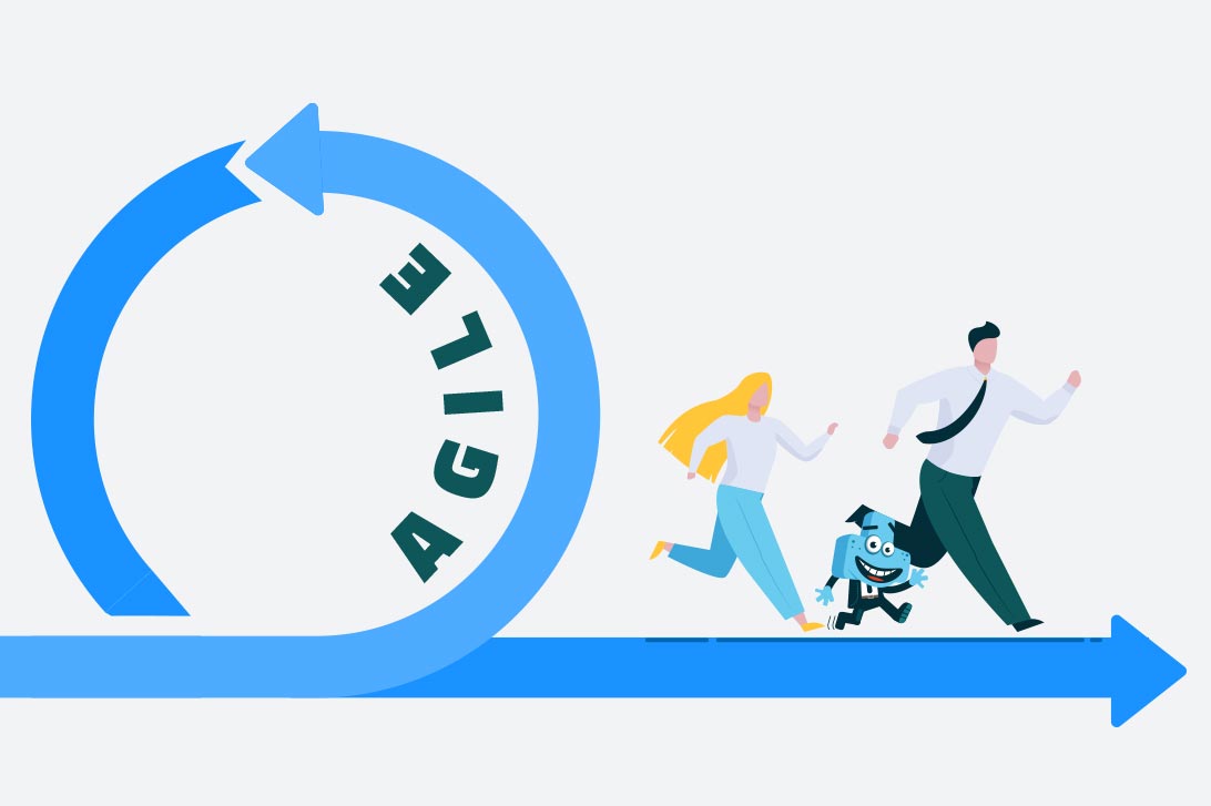 Graficzne przedstawienie metodyki Agile - pętla i strzałka w prawo